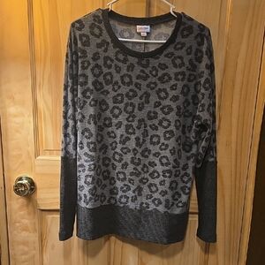 Lularoe Charcoal And Black Leopard Print Sweater